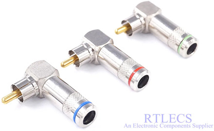 1 piece DIY RCA Plug Wire Solder Type Cable Mount Male Audio Video Connector Soldering RCA AV Angled 90 Degree Metal Shield