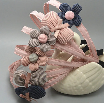 1 Piece New Children's 3d Floral Bow Headbands Kids Corduroy Bow Knot Hairband Headwraps for Girls Hair Accessories