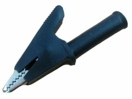 1* Plastic Handle Metal Alligator Clip, Black, Support 4MM Banana Connector - small
