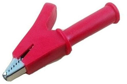 1* Plastic Handle Metal Alligator Clip, Red, Support 4MM Banana Connector - small