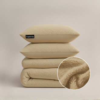 1+1 Gratis Dekbedovertrek Teddy - Blush Taupe - Lits-Jumeaux (240x220 Cm) - Taupe Microvezel Teddy - Effen - Fresh And Co - Dekbed-Discounter.nl