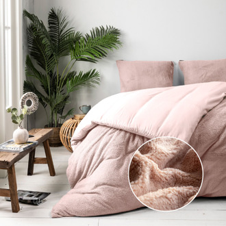 1+1 Gratis Dekbedovertrek Teddy - Eenpersoons (140x200 Cm) - Roze Microvezel Teddy - Effen - Fresh And Co - Dekbed-Discounter.nl