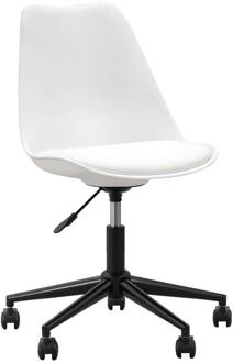 1+1 Gratis Leen Bakker - Bureaustoel Senja - Kunststof - Zwart Metaal - Metaal/Kunststof - Wit - 65x65x87.5 Cm