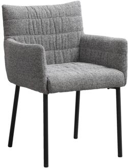 1+1 Gratis Leen Bakker - Eetkamerstoel Mees - Stof - Grijs - 60.5x62x86.5 Cm