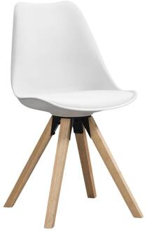 1+1 Gratis Leen Bakker - Eetkamerstoel Senja - Hout - Hout/Kunststof - Wit - 54x48x84 Cm