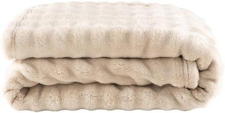 1+1 Gratis Leen Bakker - Plaid Brylin - 130x170 Cm - Polyester - Beige