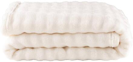 1+1 Gratis Leen Bakker - Plaid Brylin - Off-white - 130x170 Cm - Polyester - Wit