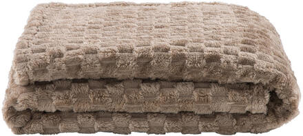 1+1 Gratis Leen Bakker - Plaid Cynthia - 130x170 Cm - Polyester - Taupe