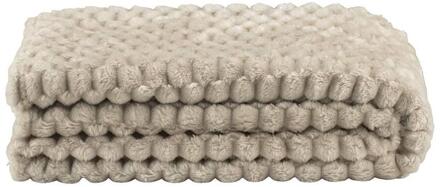 1+1 Gratis Leen Bakker - Plaid Cynthia - Ivoor - 130x170 Cm - Polyester - Beige