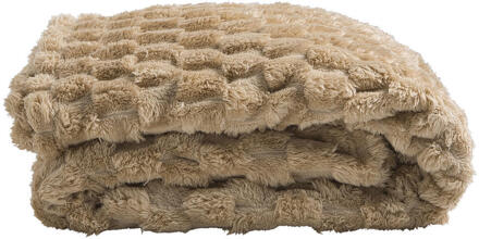 1+1 Gratis Leen Bakker - Plaid Dente - Zand - 130x170 Cm - Polyester - Crème