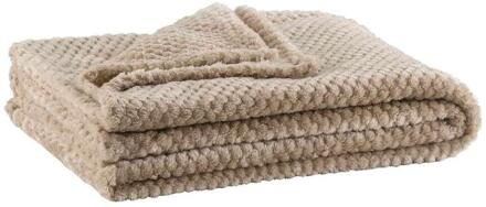 1+1 Gratis Leen Bakker - Plaid Ilona - /bruin - 130x170 Cm - Polyester - Taupe