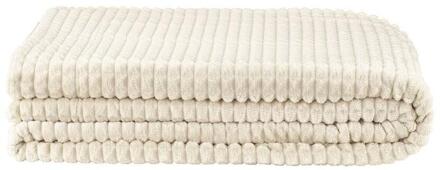 1+1 Gratis Leen Bakker - Plaid Kyra XXL - 240x220 Cm - Polyester/Fleece - Beige