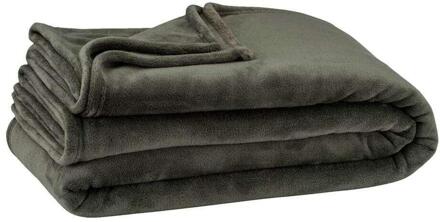 1+1 Gratis Leen Bakker - Plaid Niek XXL - Agave - 220x240 Cm - Polyester - Groen