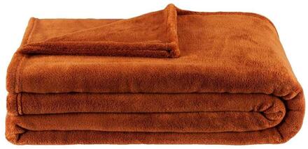 1+1 Gratis Leen Bakker - Plaid Niek XXL - Caramel - 240x220 Cm - Polyester - Bruin