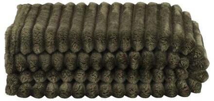 1+1 Gratis Leen Bakker - Plaid Zaira - Olijf - 130x170 Cm - Polyester - Groen