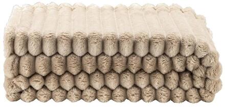 1+1 Gratis Leen Bakker - Plaid Zaira - Zand - 130x170 Cm - Polyester - Beige