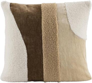 1+1 Gratis Leen Bakker - Sierkussen Brent - Beige/bruin - 45x45 Cm - Polyester - Multikleur#Bruin#Crème#Beige - 10x45x45 Cm