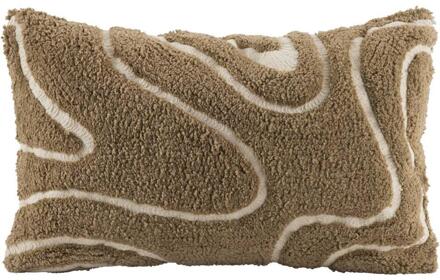 1+1 Gratis Leen Bakker - Sierkussen Guust - Bruin/wit - 30x50 Cm - Katoen - Wit#Bruin