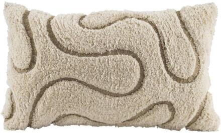 1+1 Gratis Leen Bakker - Sierkussen Guust - Off-white/taupe - 30x50 Cm - Katoen - Taupe#Crème