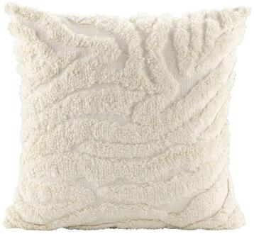 1+1 Gratis Leen Bakker - Sierkussen Ivanie - Off-white - 45x45 Cm - Polyester/Katoen - Wit