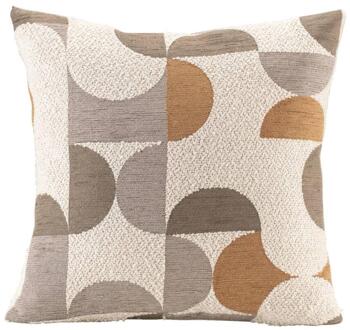 1+1 Gratis Leen Bakker - Sierkussen Jesper - Off-white/bruin/grijs - 45x45 Cm - Polyester - Multikleur#Grijs#Wit#Bruin