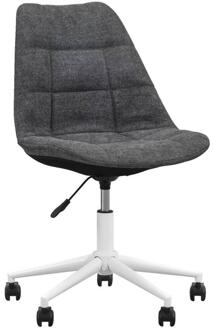 1+1 Gratis Op=Op | Leen Bakker - Bureaustoel Senja - Geblokt Antraciet - Wit Metaal - Stof - Grijs - 65x65x87.5 Cm