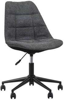 1+1 Gratis Op=Op | Leen Bakker - Bureaustoel Senja - Geblokt Antraciet - Zwart Metaal - Stof - Grijs - 65x65x87.5 Cm