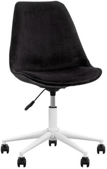 1+1 Gratis Op=Op | Leen Bakker - Bureaustoel Senja - Zwart - Wit Metaal - Velvet - Zwart#Wit - 65x65x87.5 Cm