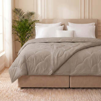 1+1 Gratis Wasbaar Easy Dekbed Zonder Overtrek - Zonder Overtrek - 4 Seizoenen - Taupe - Dekbed-Discounter.nl - 140 x 200 cm