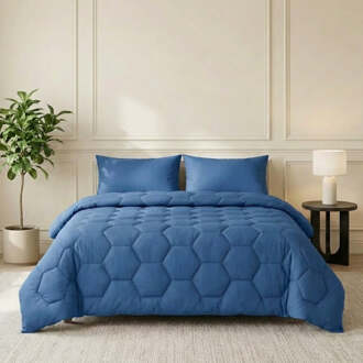 1+1 Gratis Wasbaar Easy Dekbed Zonder Overtrek - Zonder Overtrek - Blauw - Dekbed-Discounter.nl - 140 x 200 cm