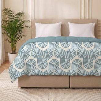 1+1 Gratis Wasbaar Easy Dekbed Zonder Overtrek - Zonder Overtrek - Curvy Lines - Dekbed-Discounter.nl Blauw - 140 x 200 cm