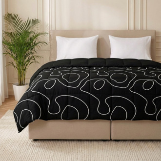 1+1 Gratis Wasbaar Easy Dekbed Zonder Overtrek - Zonder Overtrek - Doodles - Dekbed-Discounter.nl Zwart - 240 x 200 cm