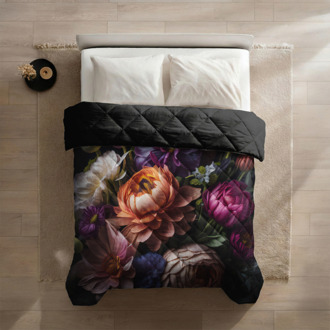 1+1 Gratis Wasbaar Easy Dekbed Zonder Overtrek - Zonder Overtrek - Dramatic Bouquet - Dekbed-Discounter.nl Zwart - 140 x 200 cm