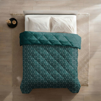 1+1 Gratis Wasbaar Easy Dekbed Zonder Overtrek - Zonder Overtrek - Endless Hexagons - Dekbed-Discounter.nl Blauw - 240 x 200 cm