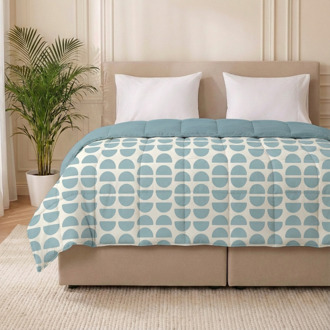 1+1 Gratis Wasbaar Easy Dekbed Zonder Overtrek - Zonder Overtrek - Half Circles - Dekbed-Discounter.nl Blauw - 240 x 200 cm