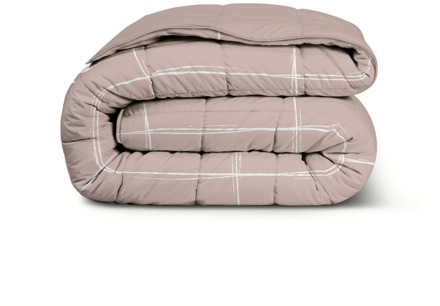 1+1 Gratis Wasbaar Easy Dekbed Zonder Overtrek - Zonder Overtrek - Scribble Squares - Taupe - Dekbed-Discounter.nl - 140 x 200 cm