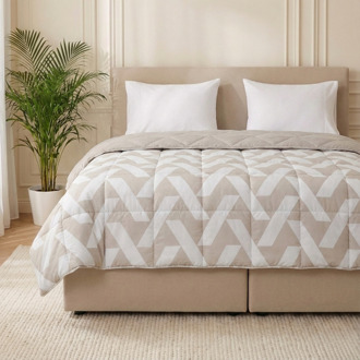 1+1 Gratis Wasbaar Easy Dekbed Zonder Overtrek - Zonder Overtrek - Stacking Triangles - Dekbed-Discounter.nl Zand - 200 x 200 cm