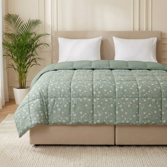 1+1 Gratis Wasbaar Easy Dekbed Zonder Overtrek - Zonder Overtrek - Traditional Flower - Dekbed-Discounter.nl Groen - 140 x 200 cm