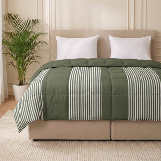 1+1 Gratis Wasbaar Easy Dekbed Zonder Overtrek - Zonder Overtrek - Vertical Lines - Dekbed-Discounter.nl Groen - 240 x 200 cm