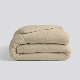 1+1 Gratis Wasbaar Easy Dekbed Zonder Overtrek - Zonder Overtrek - Waffle Band - Zand - Dekbed-Discounter.nl Beige - 240 x 220 cm