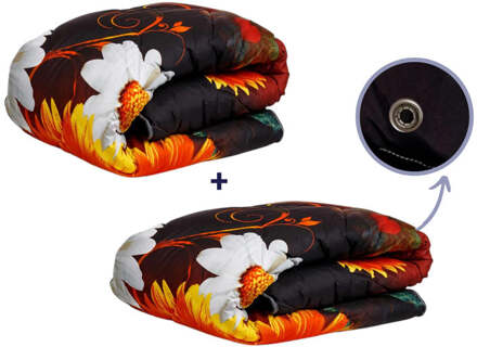 1+1 Gratis Wasbaar Easy Dekbed Zonder Overtrek - Zonder Overtrek Zelesta Summer Flower - Exclusief Kussensloop - 240x200 Cm (Lits-Jumeaux) - Zelesta 300 Gram - Dekbed-Discounter.nl Zwart - 240 x 200 cm