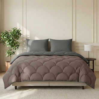 1+1 Gratis Wasbaar Lazy Dekbed Zonder Overtrek - Zonder Overtrek - Double Face - Bruin Antraciet - Dekbed-Discounter.nl Bruin,Antraciet - 200 x 200 cm