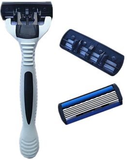 1 + 4 Combo Set Mannen Veiligheid Traditionele Klassieke 6 Lagen Scheren Haar Scheermes Handleiding Rvs Scheren Haar blade