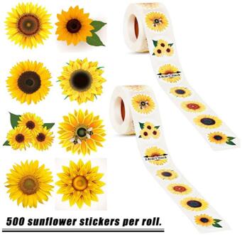 1 Rol Van 500 Stuks Afdichting Stickers Bloem Label Stickers Delicate Zelfklevende Stickers Zonnebloem Afdichting Stickers
