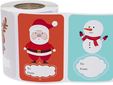 1 Roll (250pcs) 6 Designs Adhesive Christmas Gift Name Tags Present Seal Labels Christmas Decals Gift Package XMAS Stickers