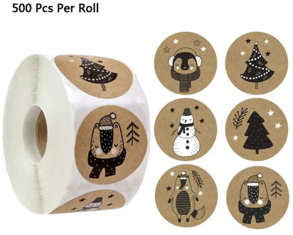 1 Roll(500pcs) 6 Designs 1 Inch Christmas Theme Seal Labels Stickers For DIY Gift Baking Package Envelope Stationery Decoration