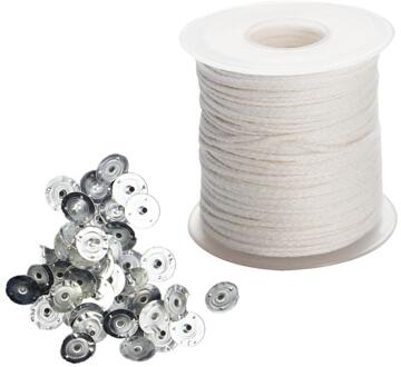 1 Roll 61 Meter Pre Gewaxt Wieken Kaars Maken Materiaal Diy Katoen Gevlochten Lont Met 300Pcs Lont Tabs Diy handgemaakte Kaars Set