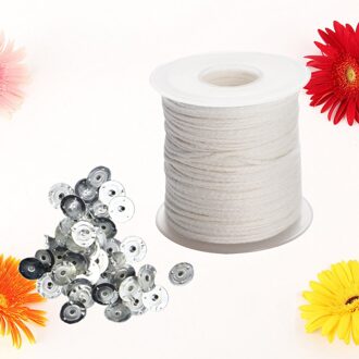 1 Roll 61 Meter Pre Gewaxt Wieken Kaars Maken Materiaal Diy Katoen Gevlochten Lont Met 300Pcs Lont Tabs