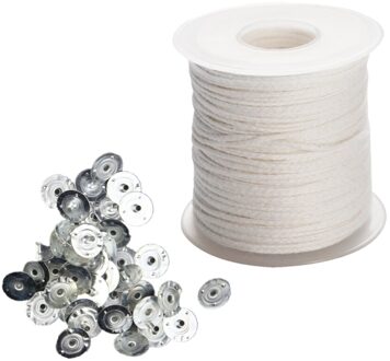 1 Roll 61 Meter Pre Gewaxt Wieken Kaars Maken Materiaal Diy Katoen Gevlochten Lont Met 300Pcs Lont Tabs