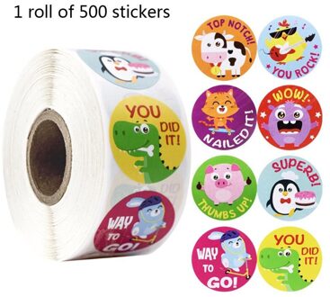 1 Roll Cartoon Dier Stickers Plakband Kind Leraar Beloning Sticker 38